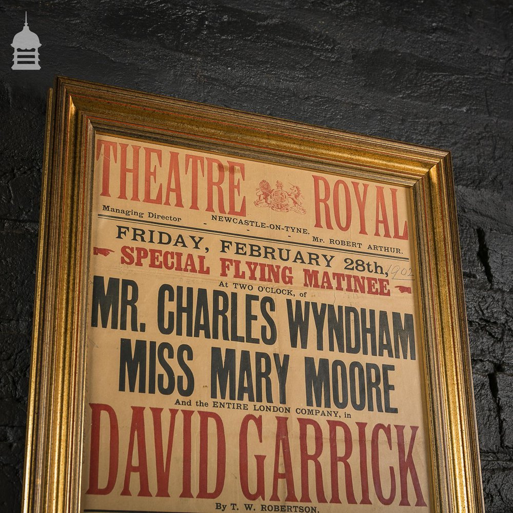 Original Turn of the Century Framed Theatre Poster for ‘DAVID GARRICK’