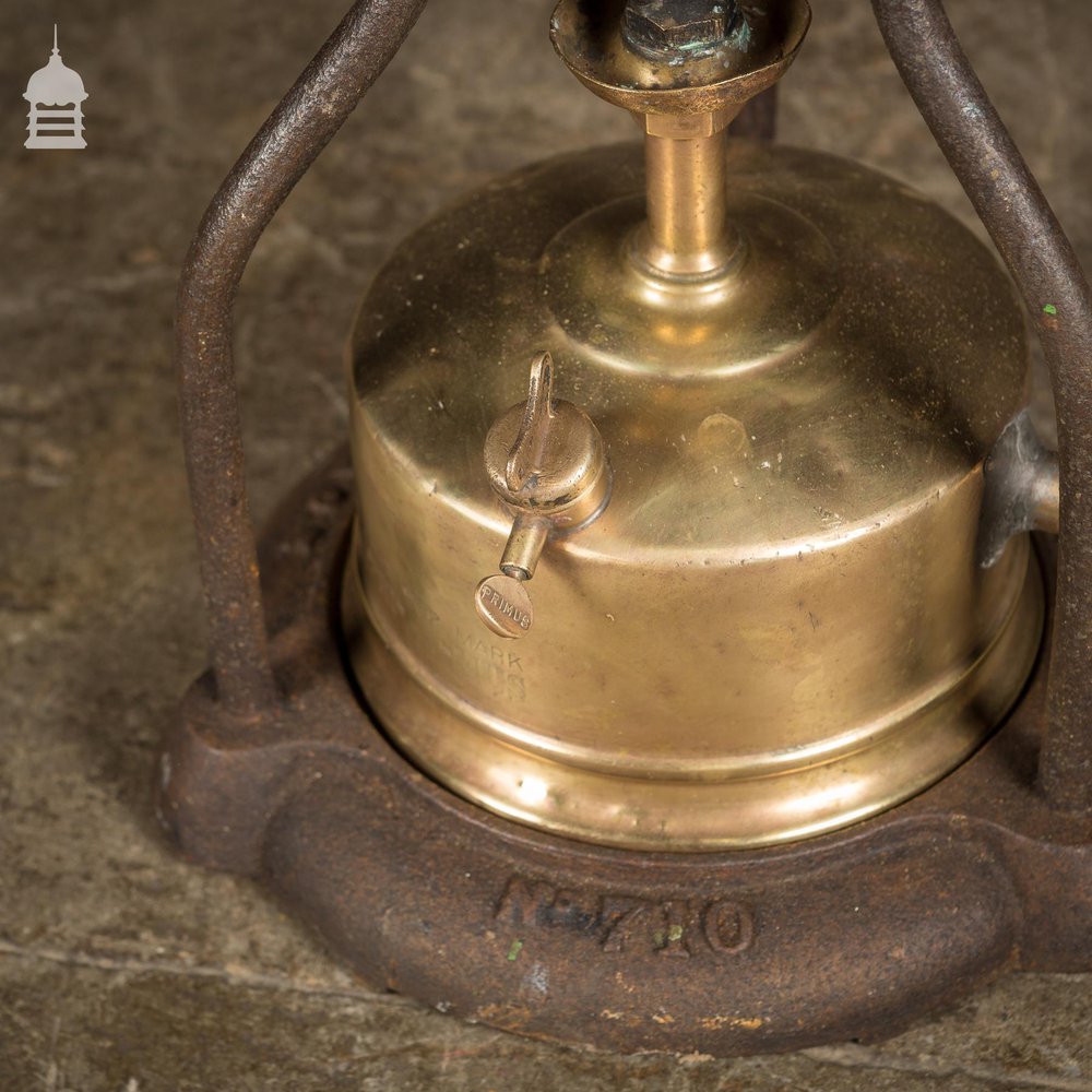 19th C Portable Cast Iron Crucible with Brass Burner