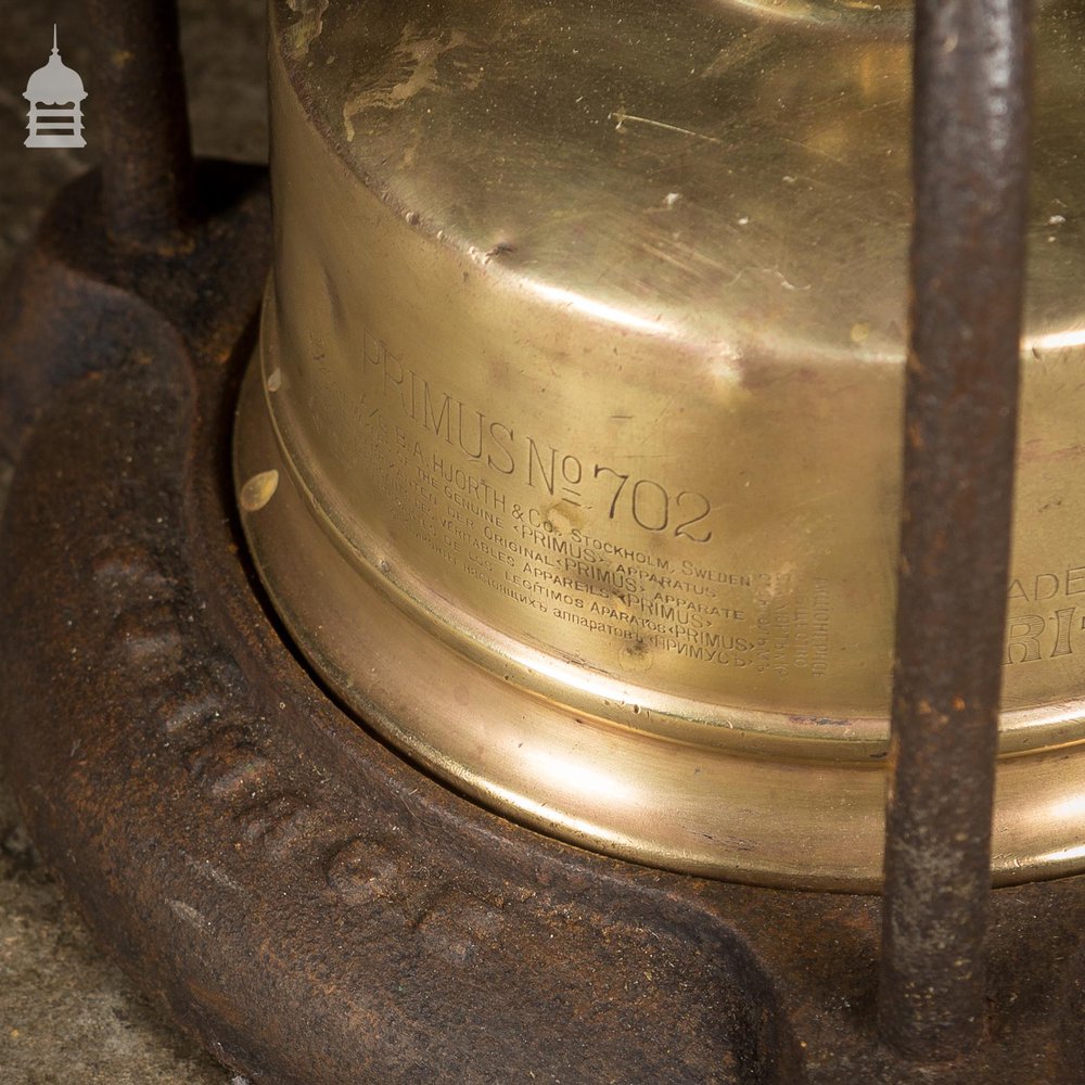 19th C Portable Cast Iron Crucible with Brass Burner