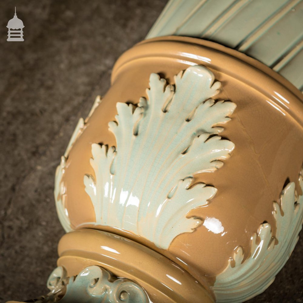 Pair of 19th C Fluted Columns with Corinthian Capitals and Acanthus Leaf Detail