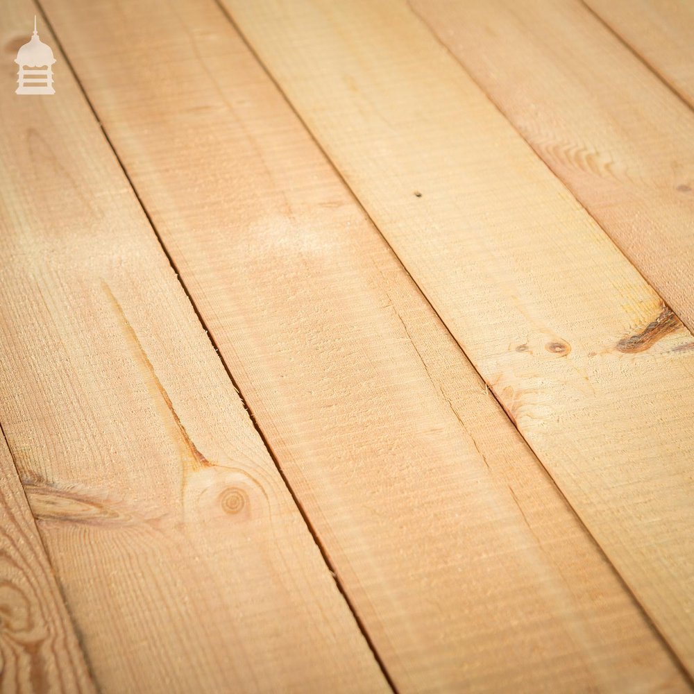 Batch of 11 Square Metres of 5” x 1.25” Pine Floorboard Cut From Reclaimed Victorian Joists