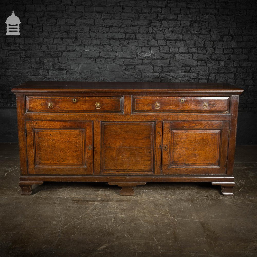 George II Oak Sideboard with Brass Pull Handles