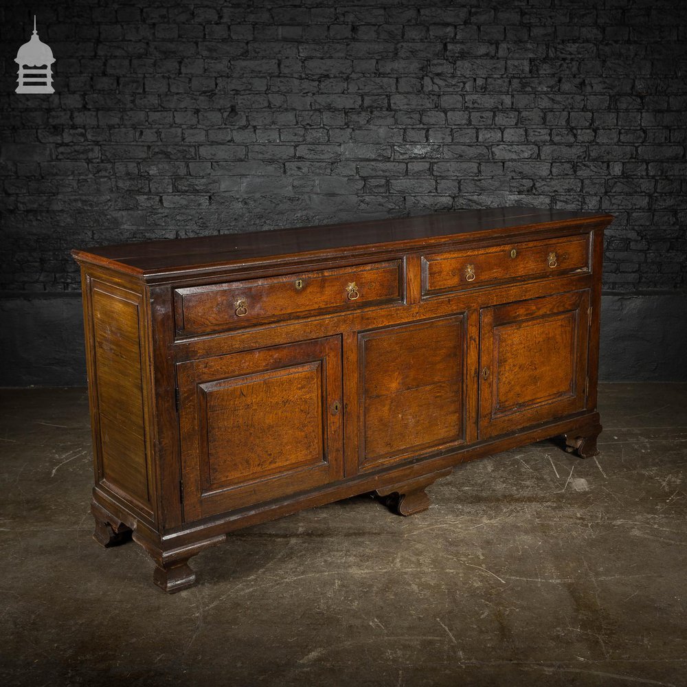 George II Oak Sideboard with Brass Pull Handles