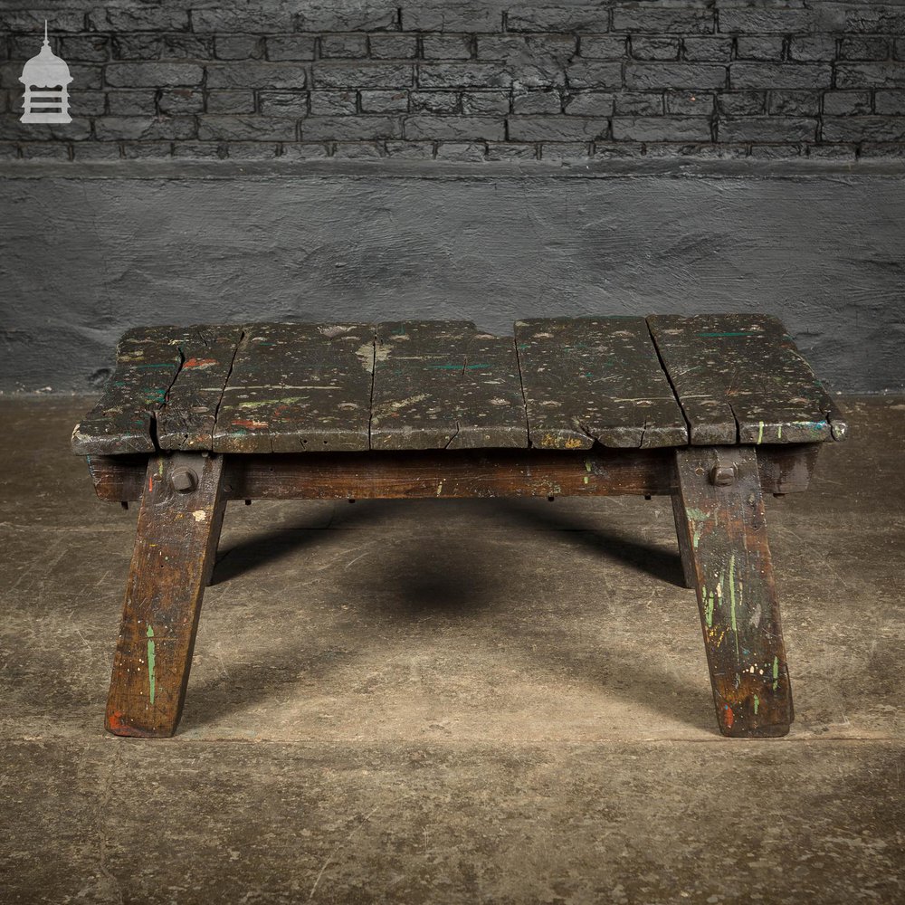 Vintage Industrial Workshop Work Trestle Coffee Table