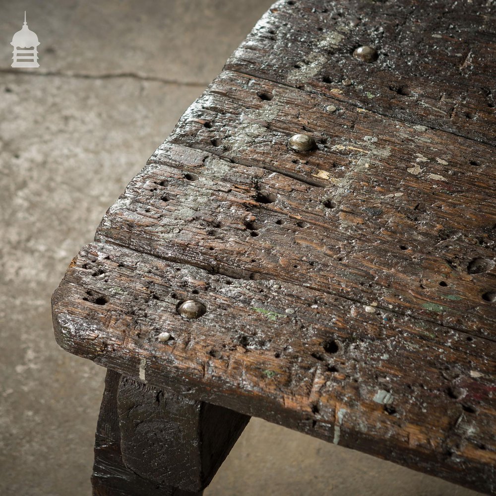 Vintage Industrial Workbench Work Trestle Coffee Table