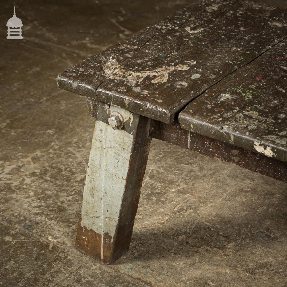 Vintage Industrial Workbench Work Trestle Coffee Table