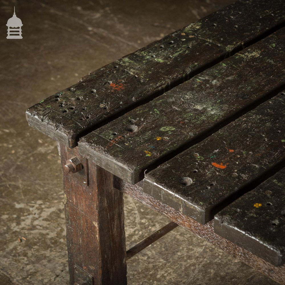 Vintage Industrial Workbench Work Trestle Coffee Table