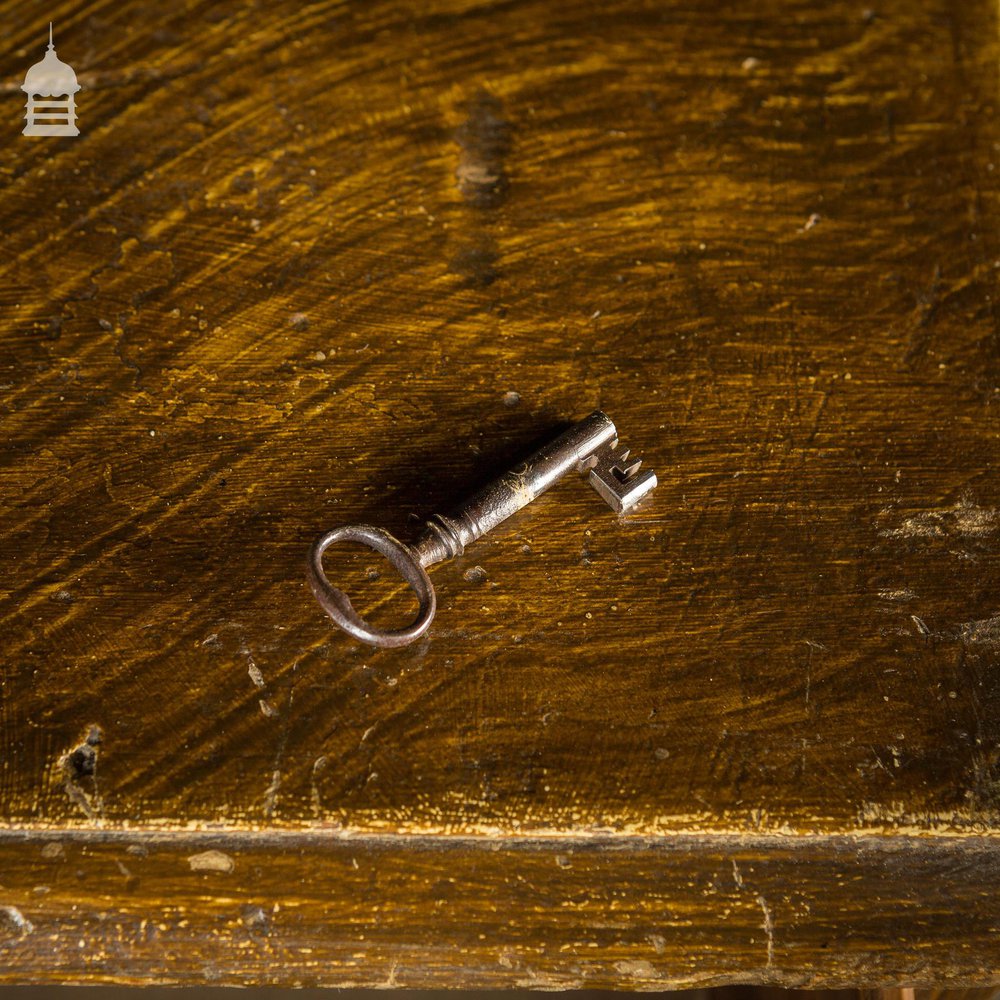 19th C Two Over Three Chest of Drawers with Graining Finish and Key