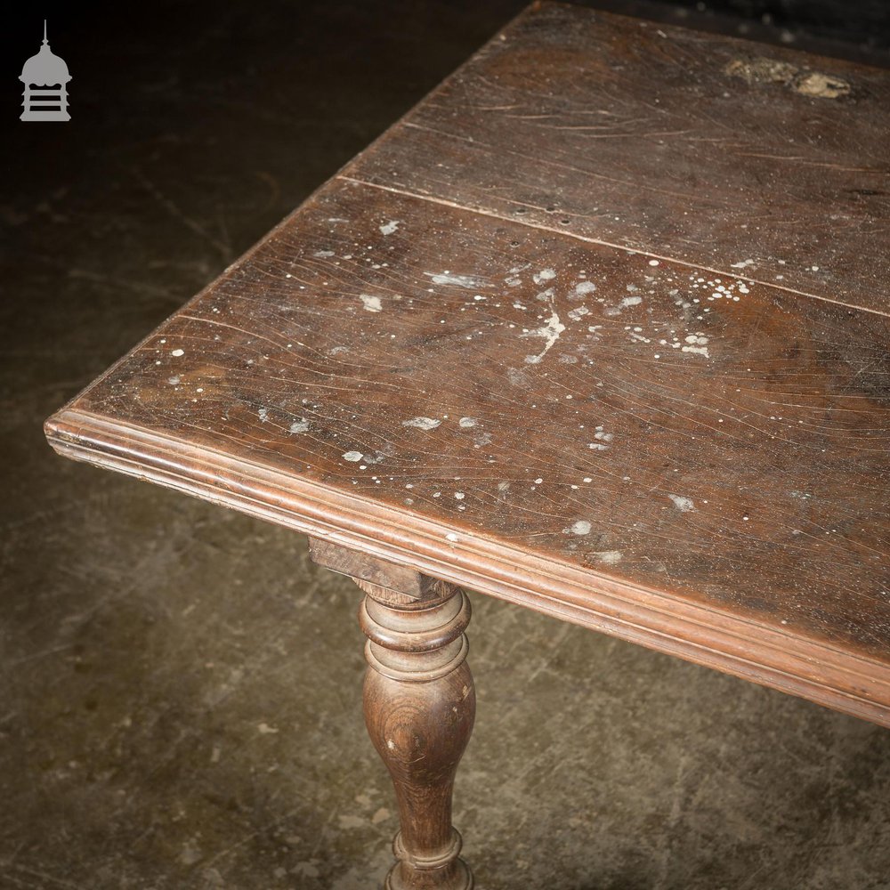 18th C Indian Two Plank Teak Bed Low Table on Turned Legs