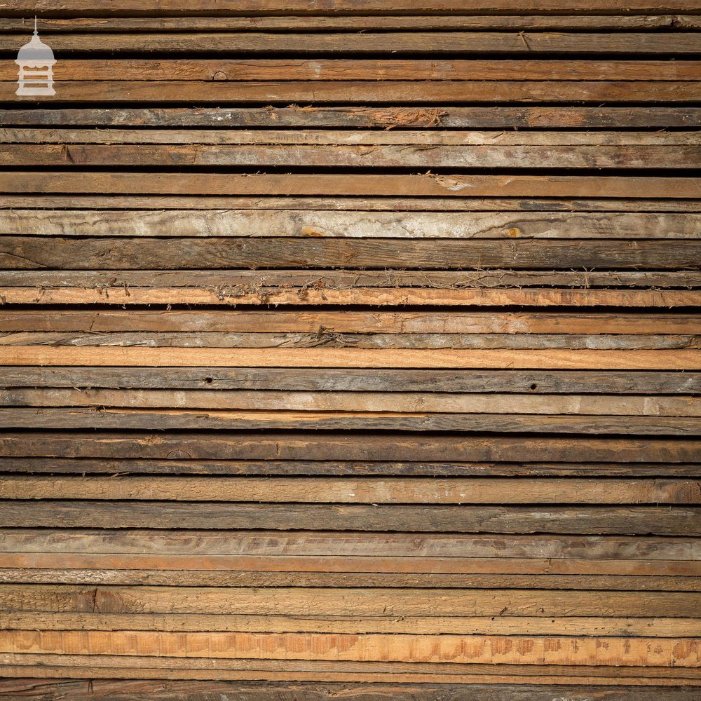 Batch of Approximately 80 Square Metres of Mixed Width Oxidised Pine Wall Cladding