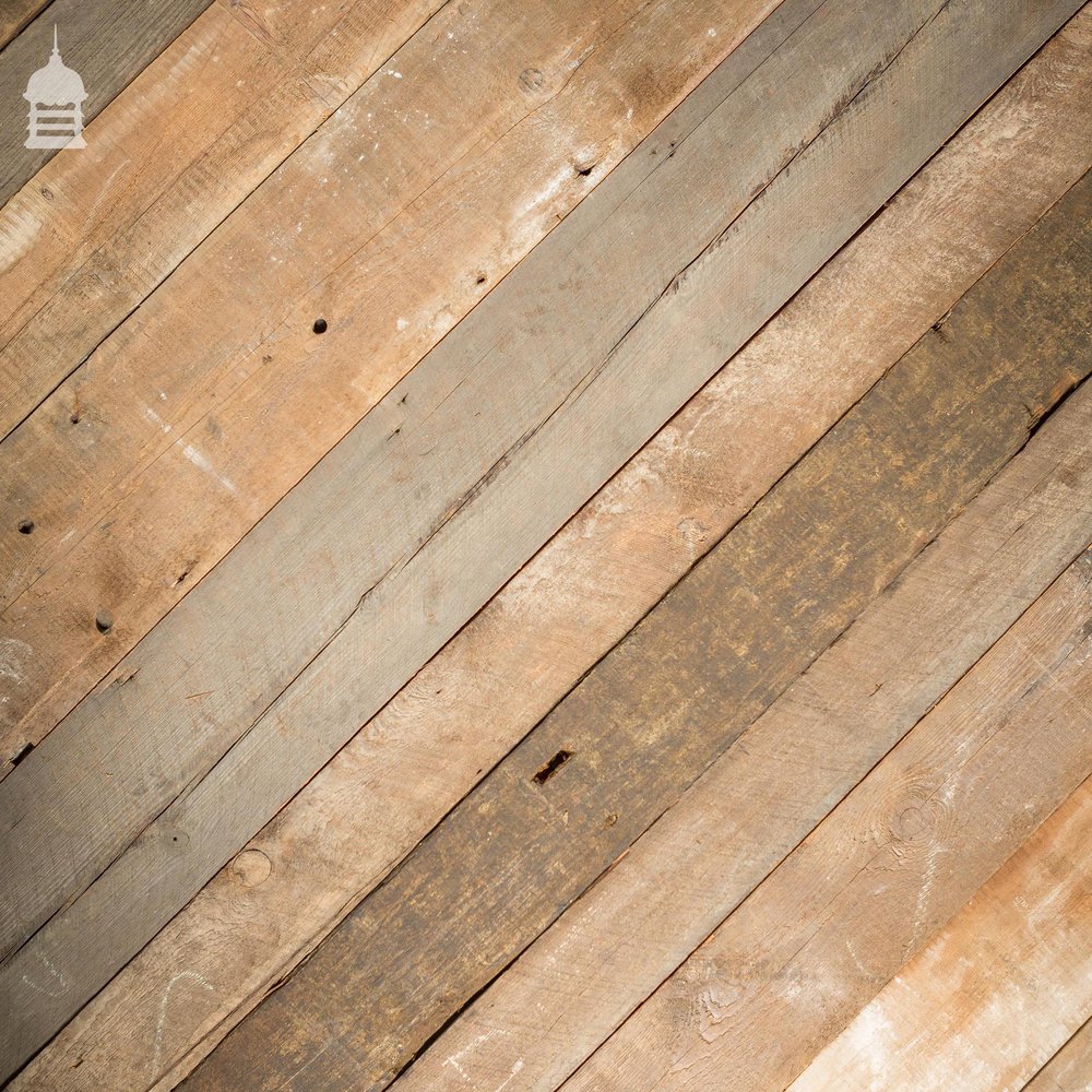 Batch of Approximately 80 Square Metres of Mixed Width Oxidised Pine Wall Cladding