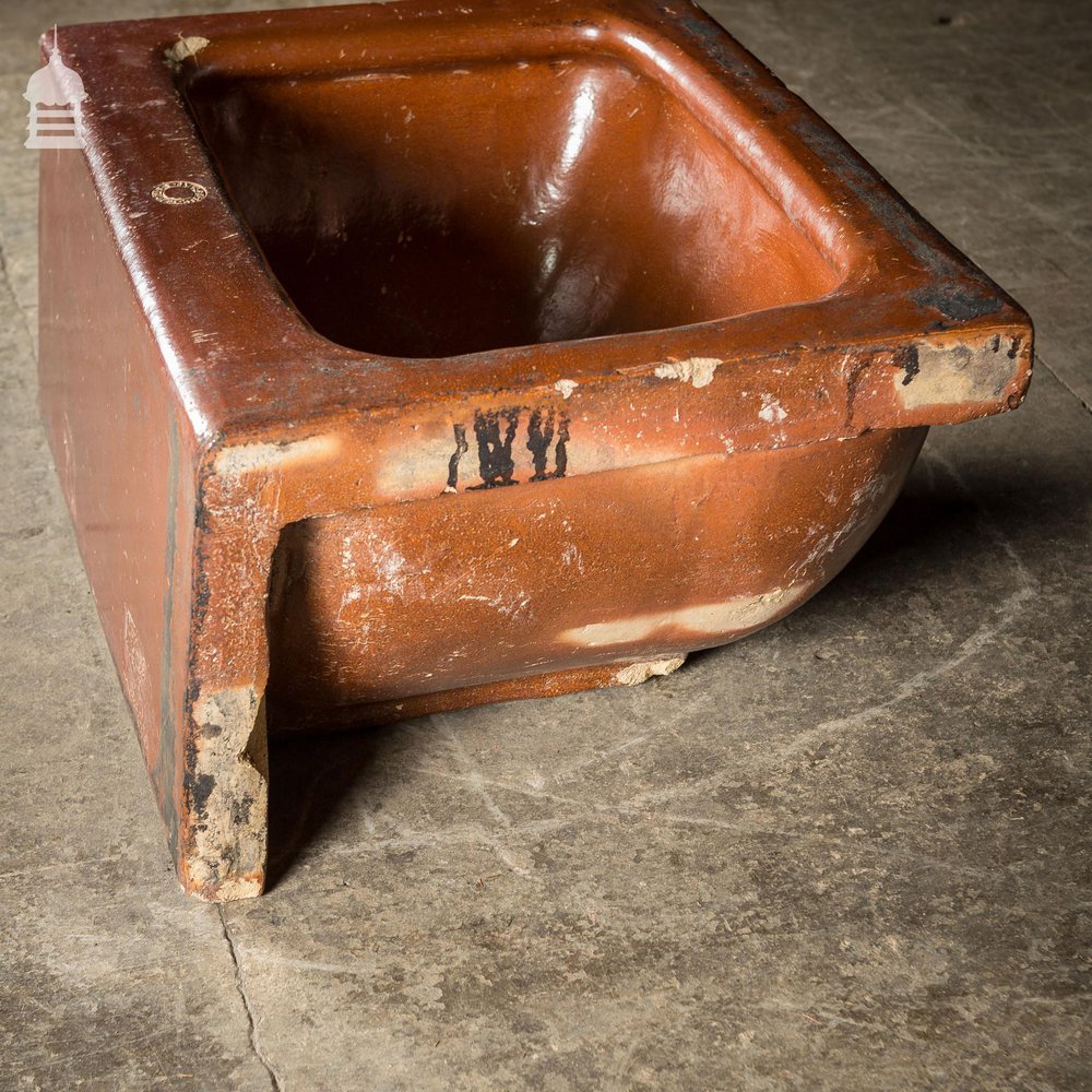 Large Victorian Salt Glaze Orange Peel Ceramic Trough Sink by Oats & Green LTD Halifax