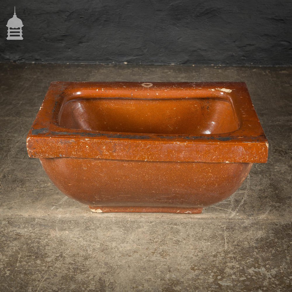 Large Victorian Salt Glaze Orange Peel Ceramic Trough Sink by Oats & Green LTD Halifax