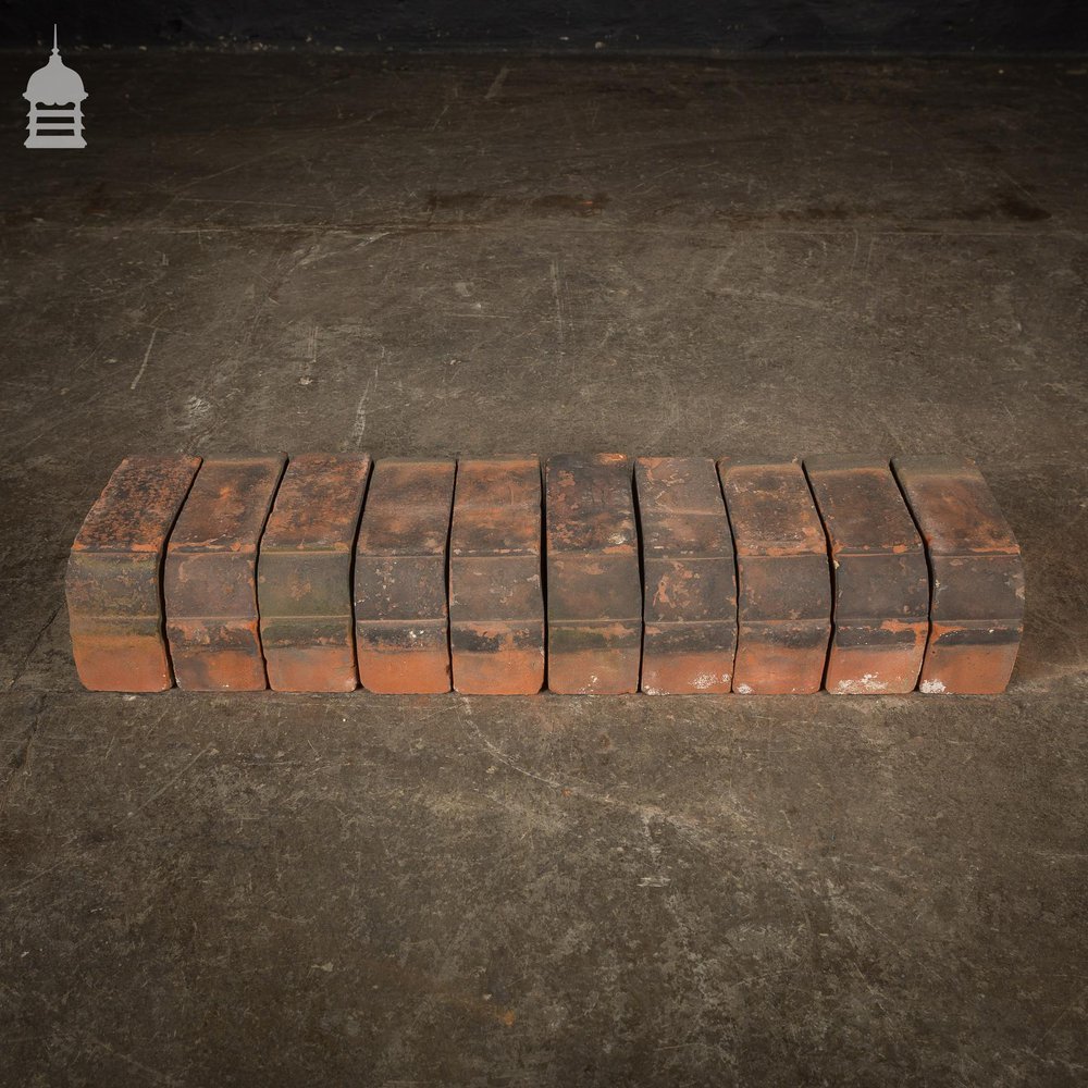 Batch of 56 Reclaimed Red Stepped Bullnose Special Bricks