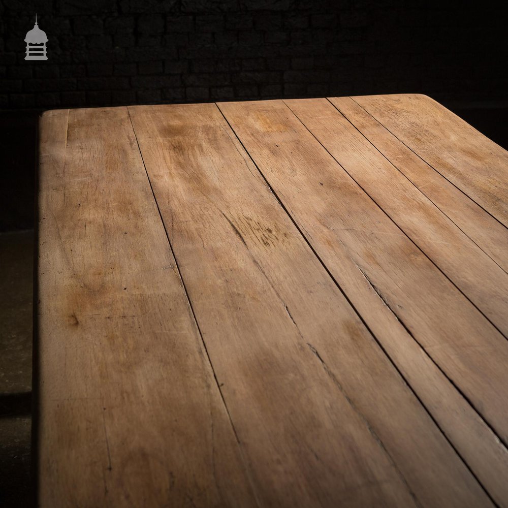 Large Oversized Industrial Teak Dockyard Table Circa 1900 on Wheels