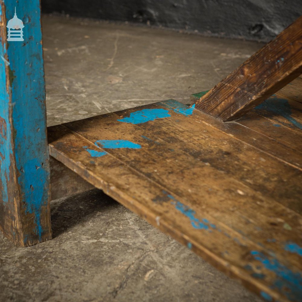 Industrial Blue Workshop Table Workbench with Steel Wrapped Top and Vice