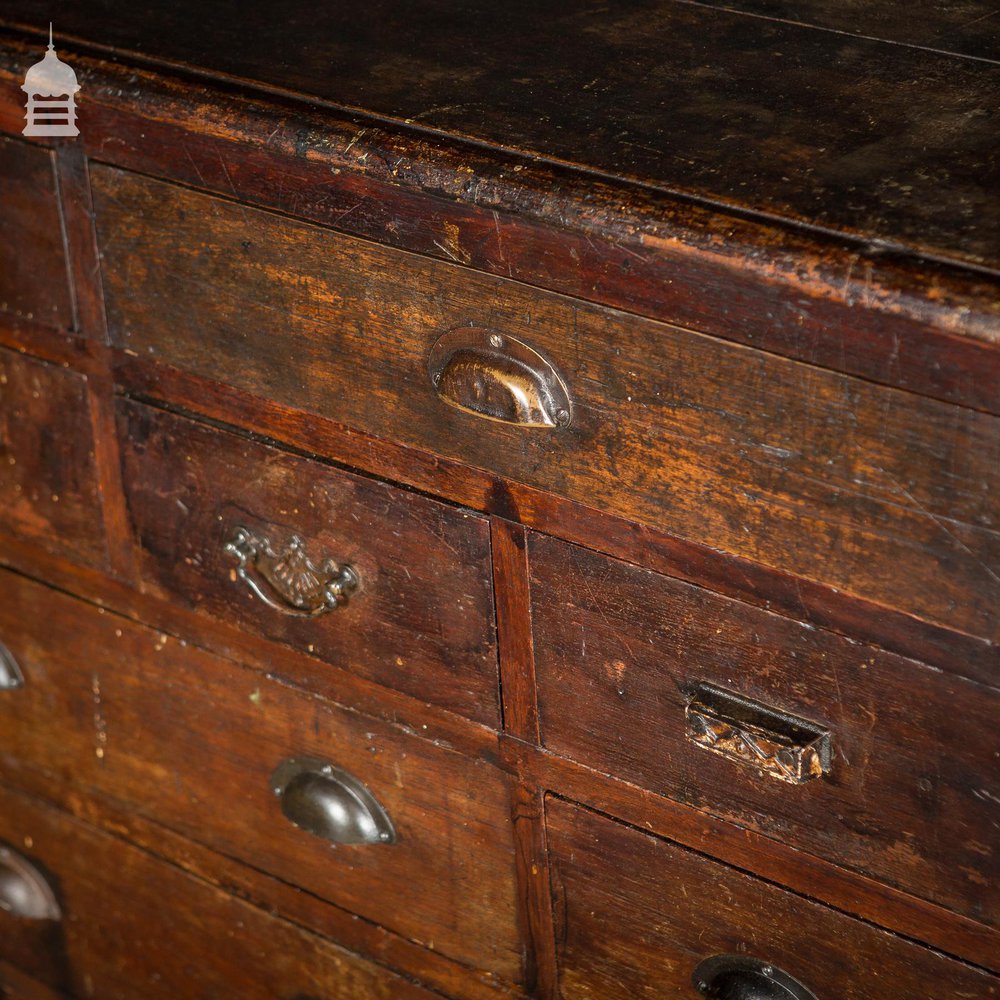 Edwardian Distressed Pine Workshop Bank of Drawers