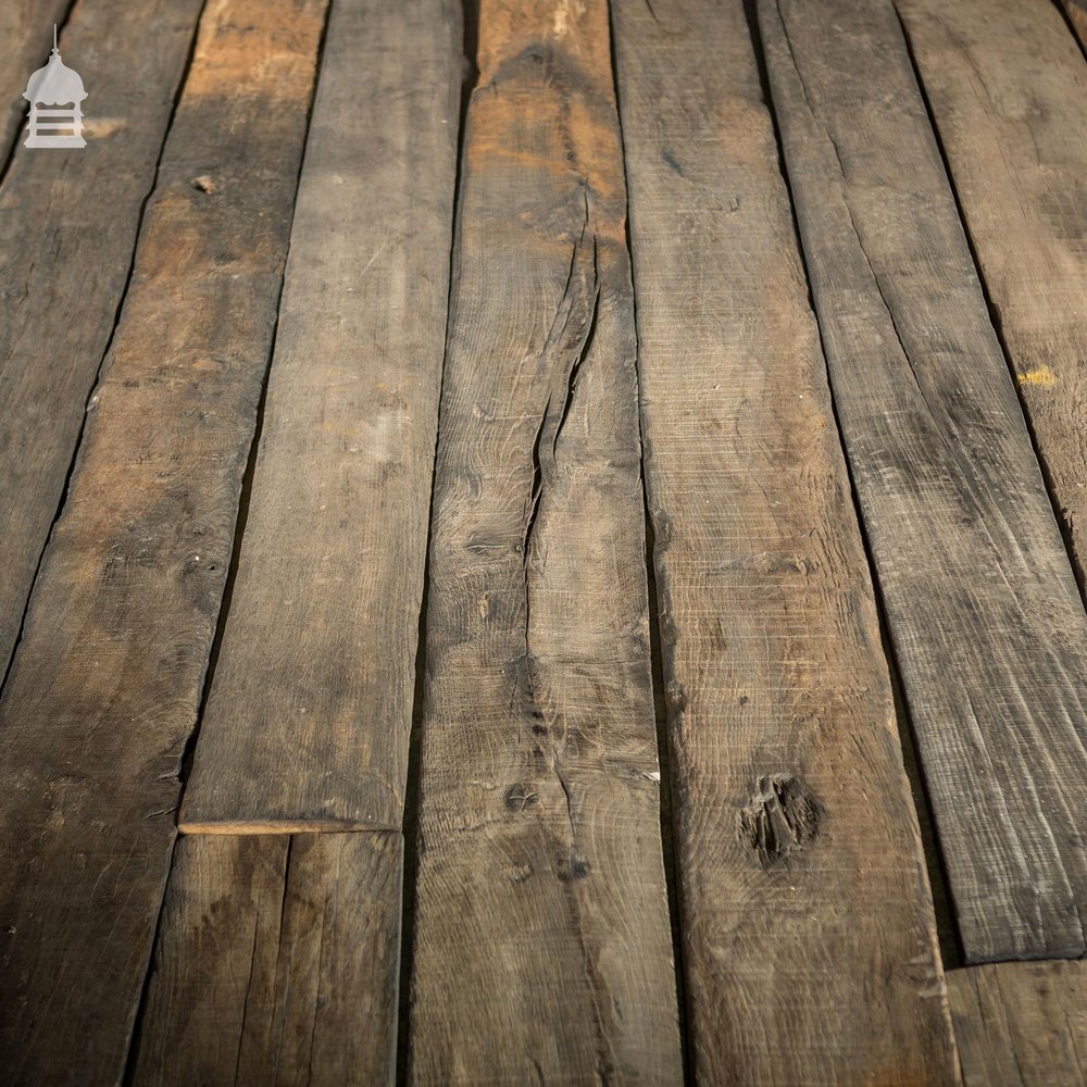 17 Square Metre Batch of Mixed Length & Width Norfolk Broads Bog Oak Wall Cladding Floorboards