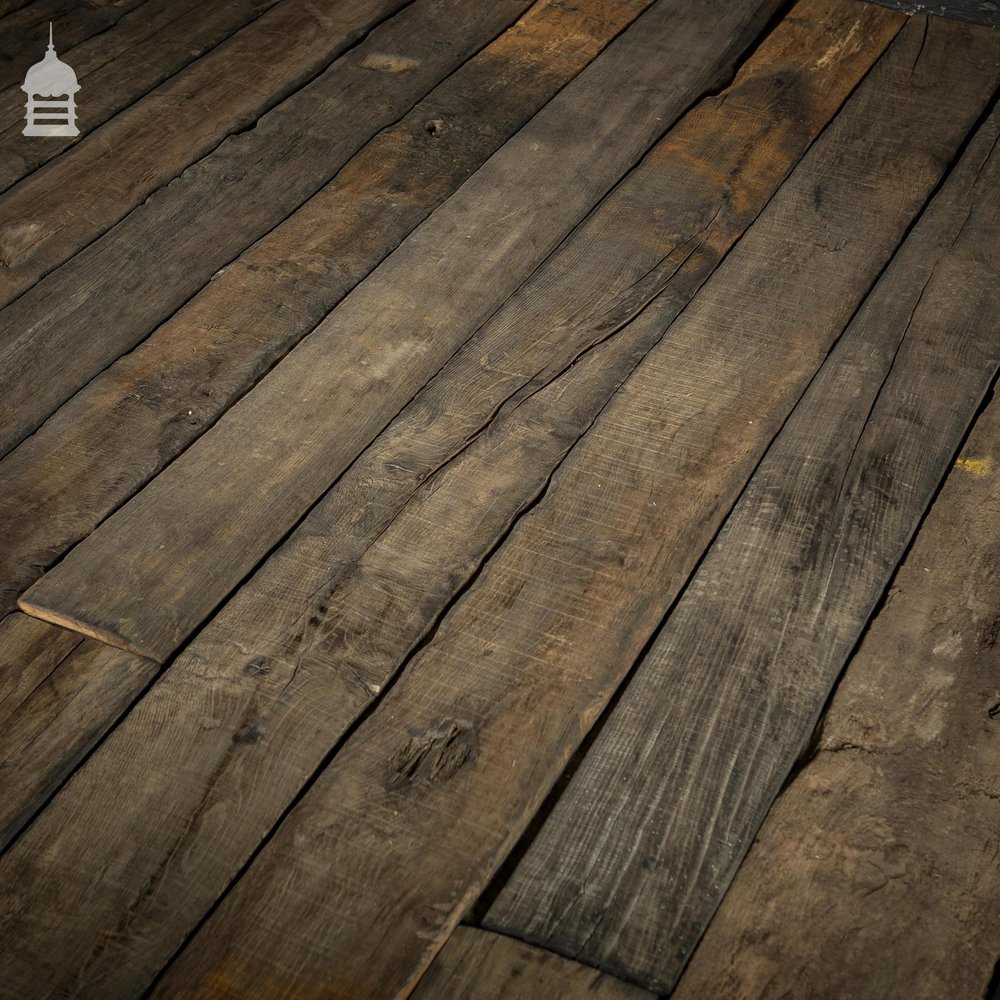 17 Square Metre Batch of Mixed Length & Width Norfolk Broads Bog Oak Wall Cladding Floorboards