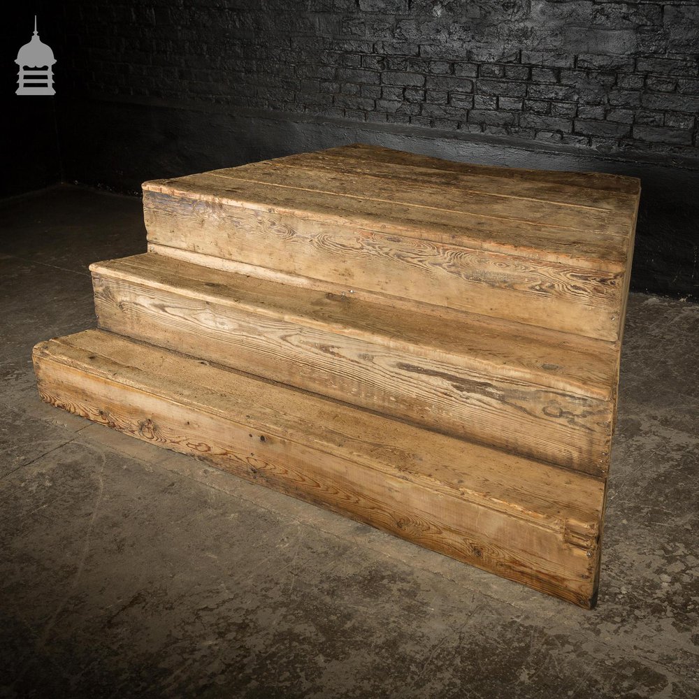 Vintage Industrial Pine Workshop Steps