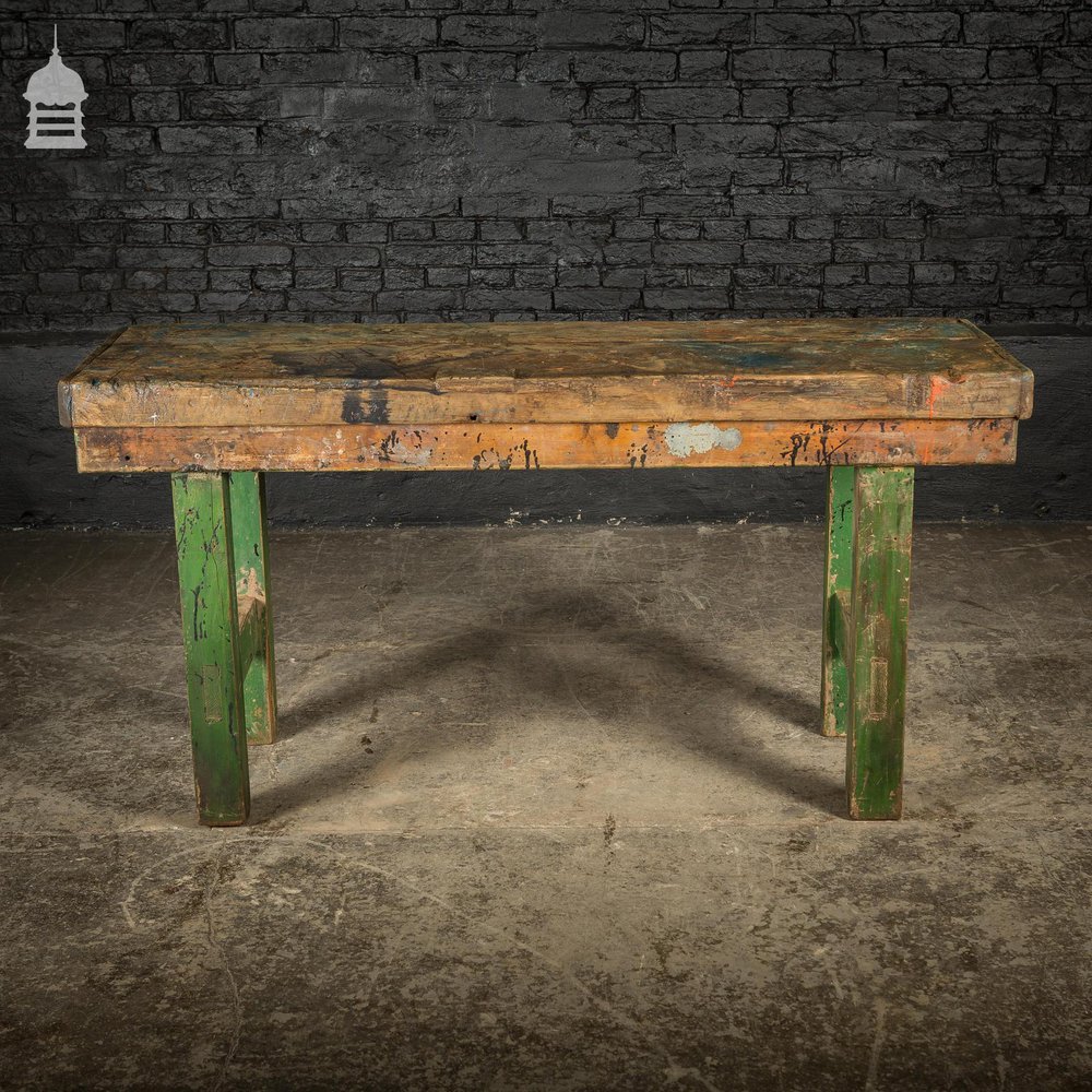 Vintage Industrial Wooden Workshop Work Bench