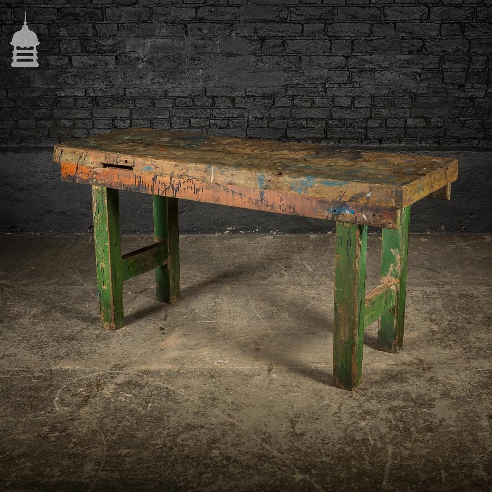 Vintage Industrial Wooden Workshop Work Bench