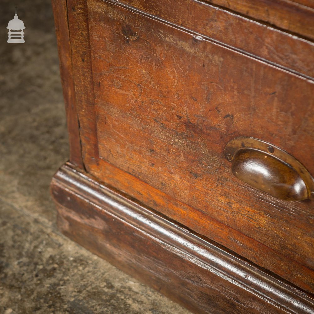 Industrial Pine Topped Mahogany Chest of Drawers With Brass Cup Handles