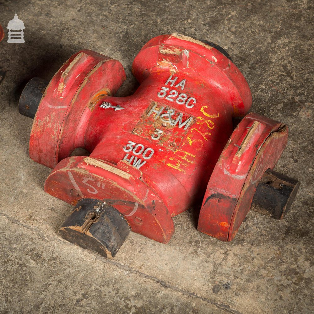 Pair of Red Industrial Factory Foundry Moulds