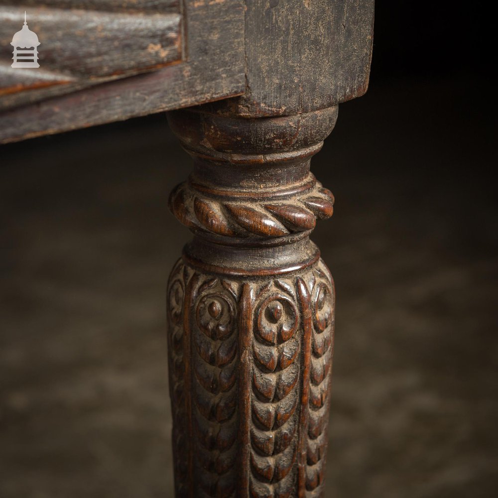 Impressive 18th C Hardwood Side Table with Carved Starburst Drawers