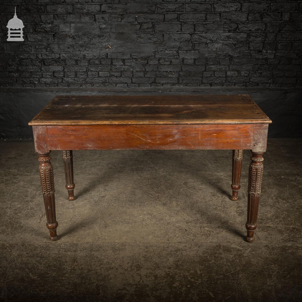 Impressive 18th C Hardwood Side Table with Carved Starburst Drawers