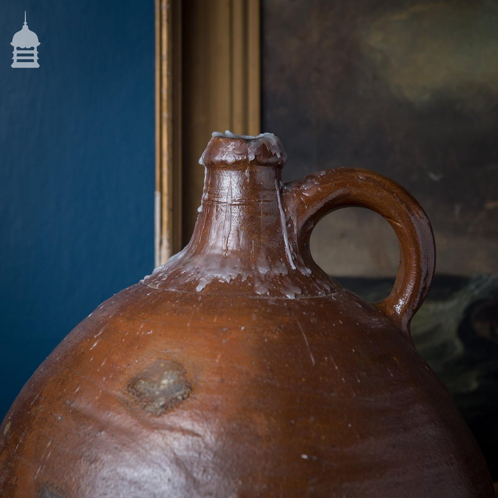 16th C Brown Glaze Stoneware Vessel with Repaired Break