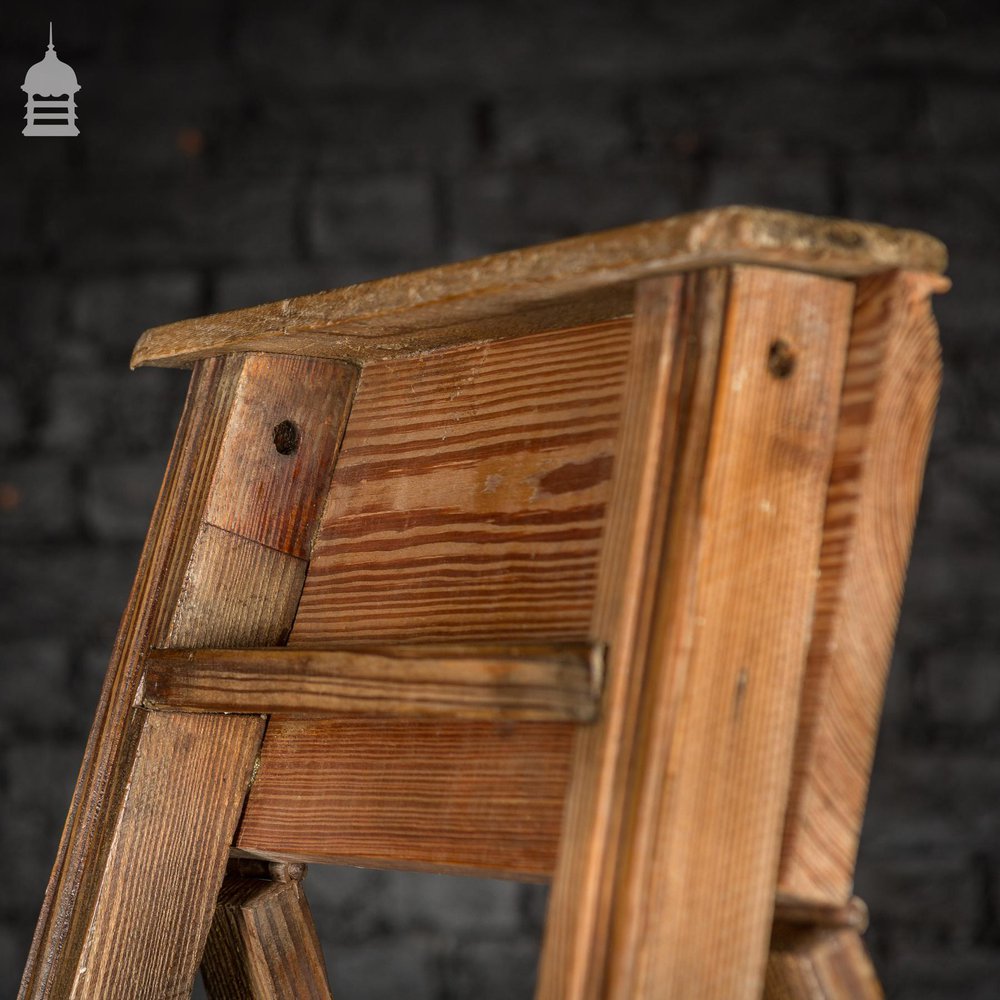 Edwardian Pitch Pine Folding A-Steps Ladder