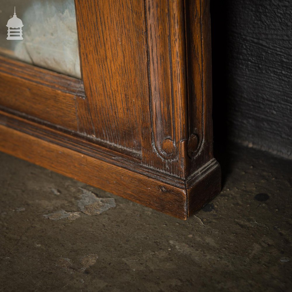 19th C English Plate Mirror with Carved Oak Frame