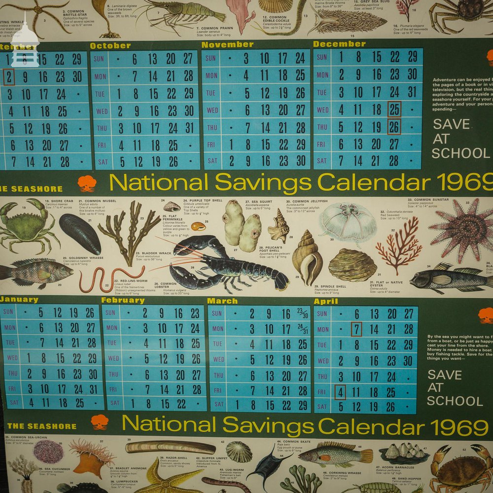 Vintage National Savings Calendar Poster from 1968 1969