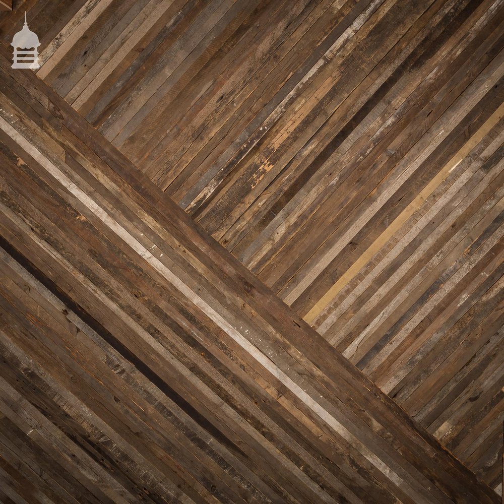 40mm Wide Oxidised Pine Strip Flooring Wall Cladding Cut from Victorian Joists