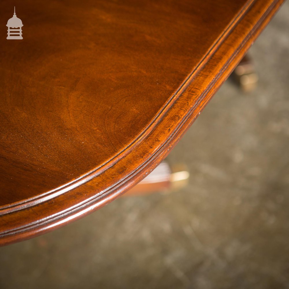 Exceptional Georgian Style Mahogany Four Pillar Table with Brass Castors