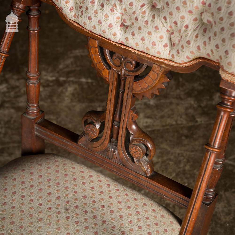 19th C Walnut Aesthetics Movement Upholstered Nursing Chair