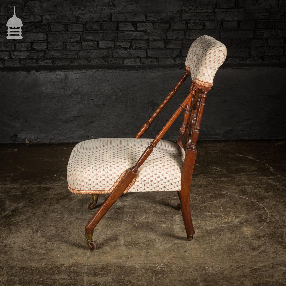 19th C Walnut Aesthetics Movement Upholstered Nursing Chair