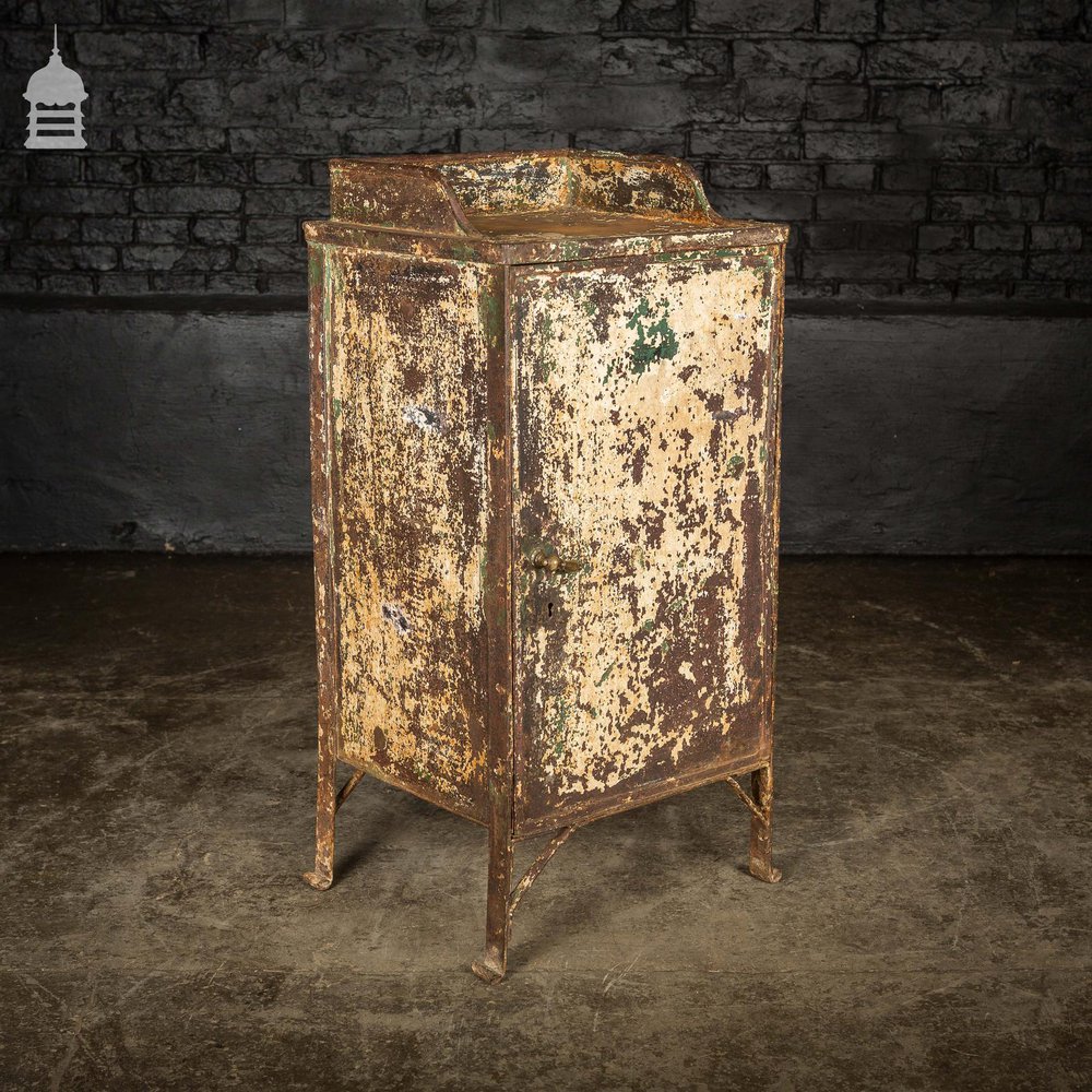 Victorian Industrial Cast Iron Cupboard with Distressed Paint