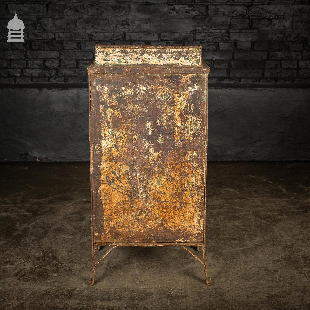 Victorian Industrial Cast Iron Cupboard with Distressed Paint