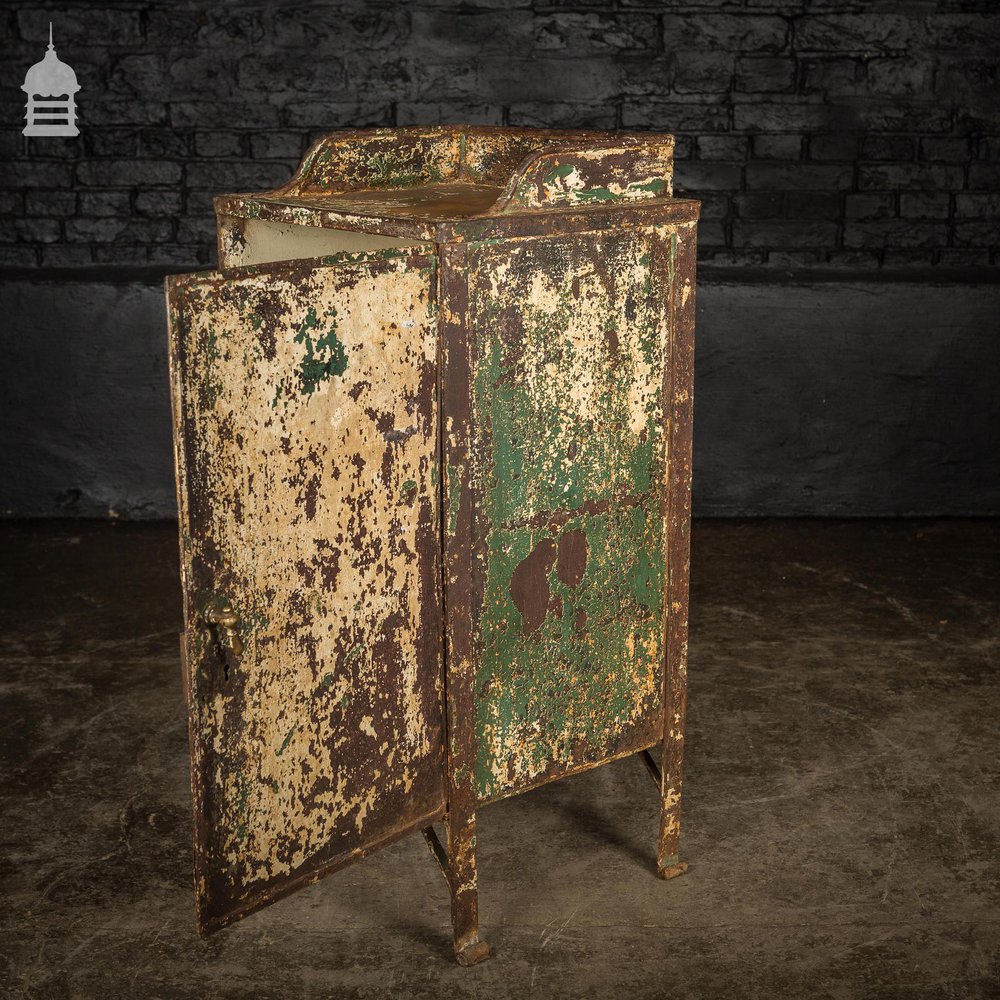 Victorian Industrial Cast Iron Cupboard with Distressed Paint