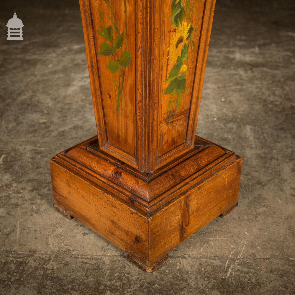 19th C Aesthetics Movement Pine Jardinière Stand with Marble Top