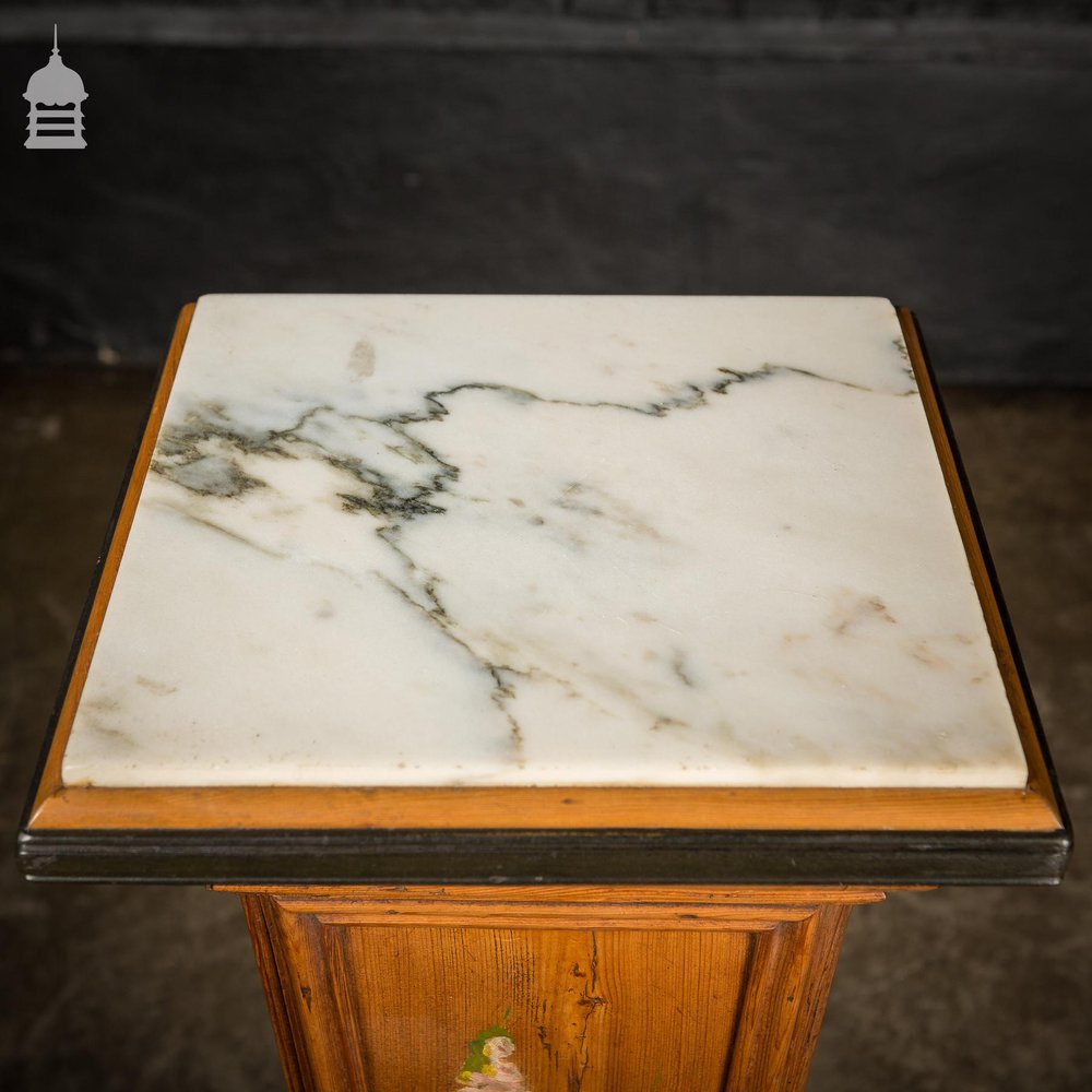 19th C Aesthetics Movement Pine Jardinière Stand with Marble Top