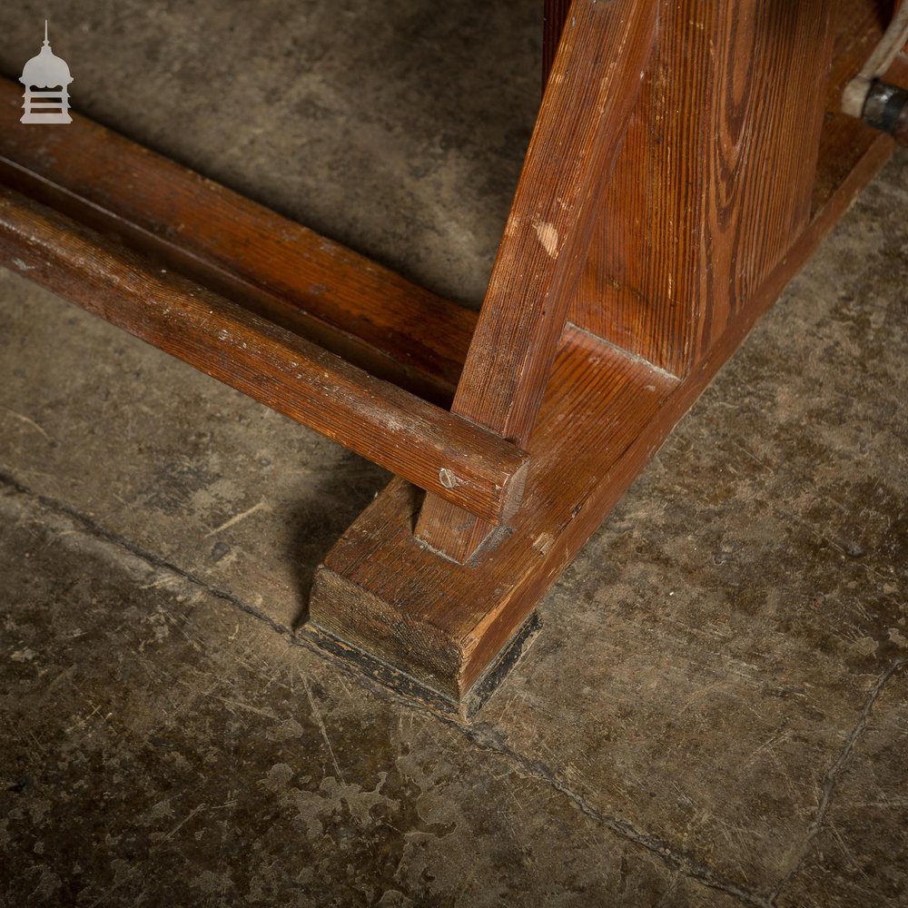 19th C Architects Table with Pitch Pine Mechanical Base and Hardwood Desktop