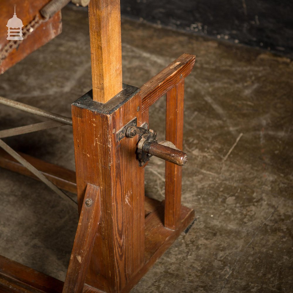 19th C Architects Table with Pitch Pine Mechanical Base and Hardwood Desktop