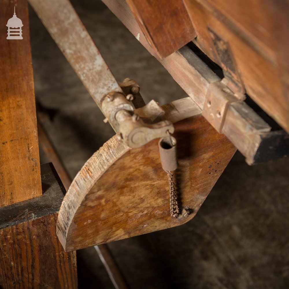 19th C Architects Table with Pitch Pine Mechanical Base and Hardwood Desktop