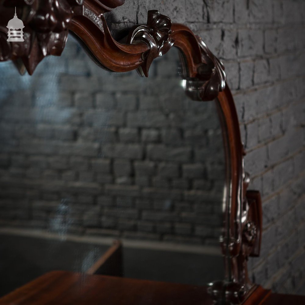 19th C Rich Mahogany Breakfront Sideboard with Raised Gallery Mirror