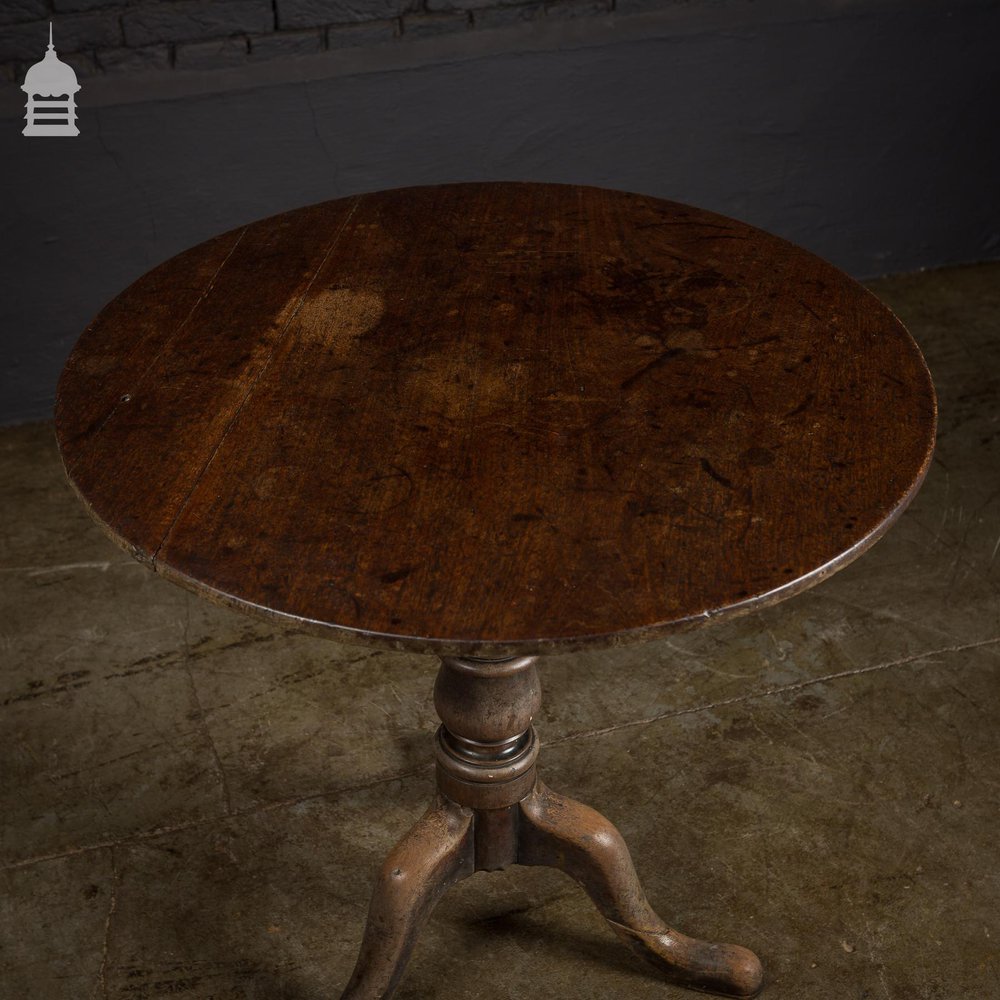 19th C Oak Wine Table with Turned Pedestal