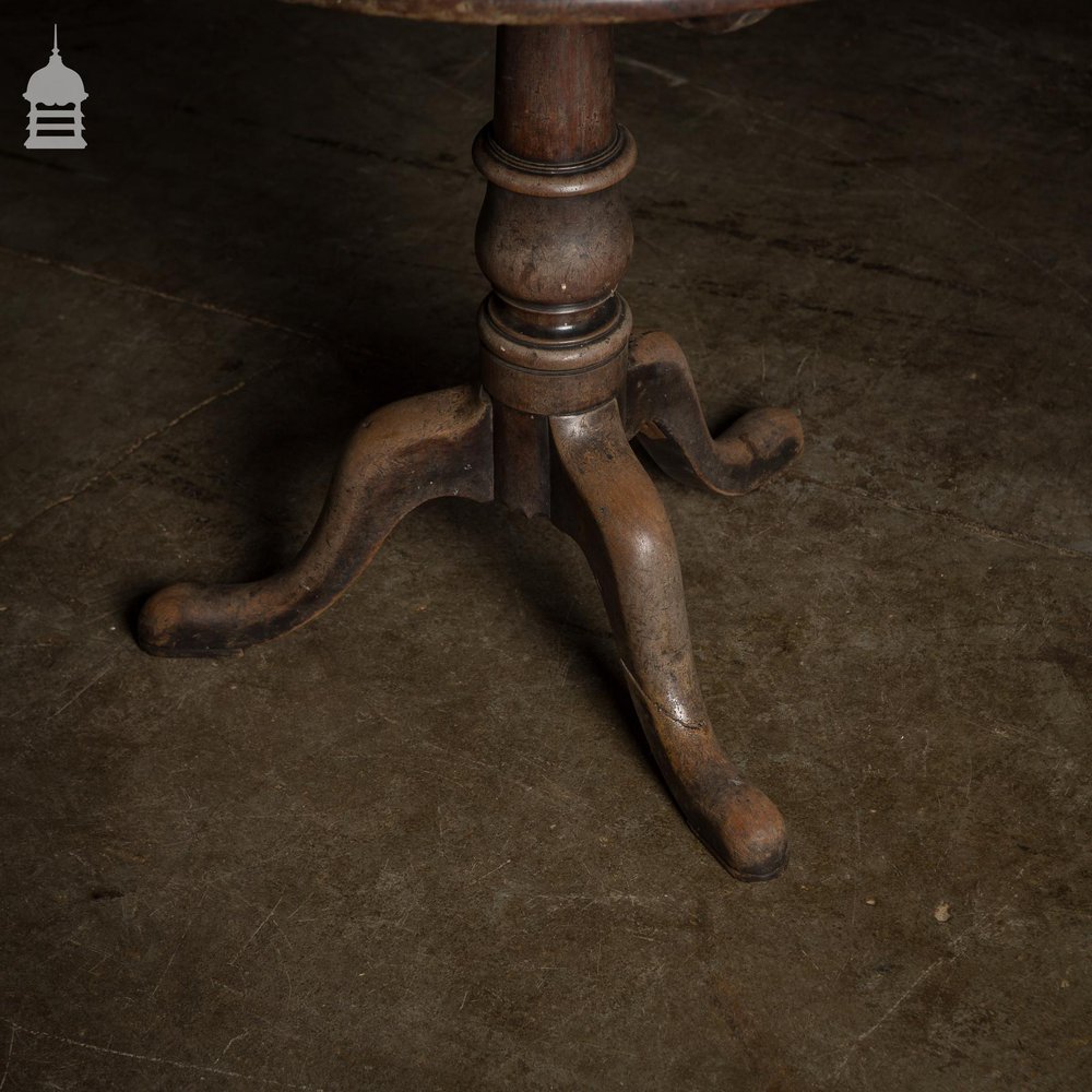 19th C Oak Wine Table with Turned Pedestal