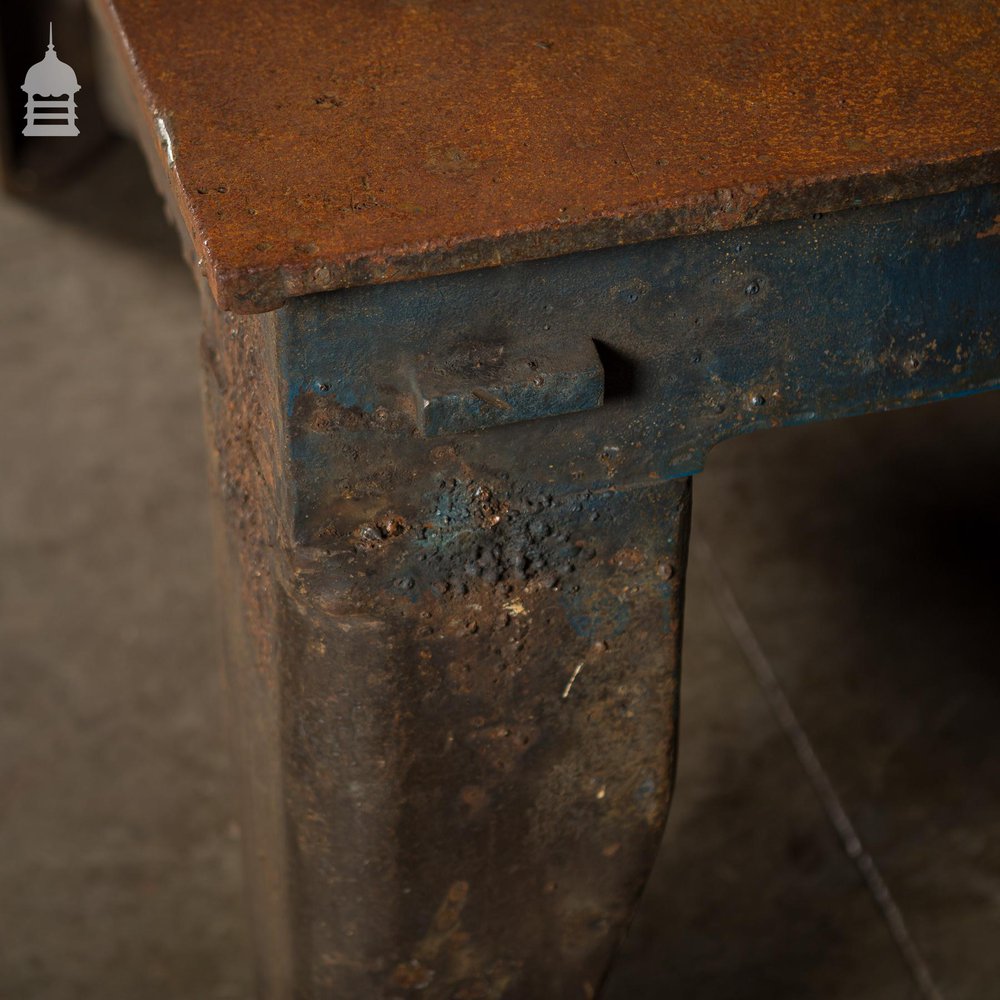 Early 20th C Solid Cast Iron Industrial Metal Workers Table in Original Condition